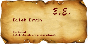 Bilek Ervin névjegykártya